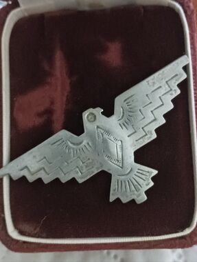 Vintage JJ Southwestern Thunderbird Silver-Tone Pin Brooch